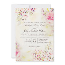 Convite para Casamento vintage de Boho Floral de W