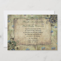Convite para Casamento vintage de Peacock