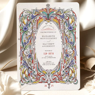 Convite para Casamento vintage de Quadro Floral do