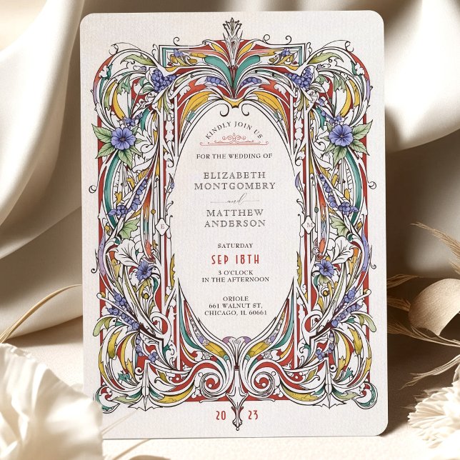 Convite para Casamento vintage de Quadro Floral do (Criador carregado)