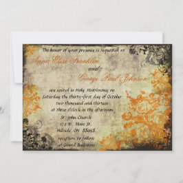 Convite para Casamento vintage de Rosas laranja.