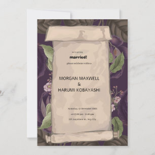 Convite para Casamento vintage Decorativo Castanho