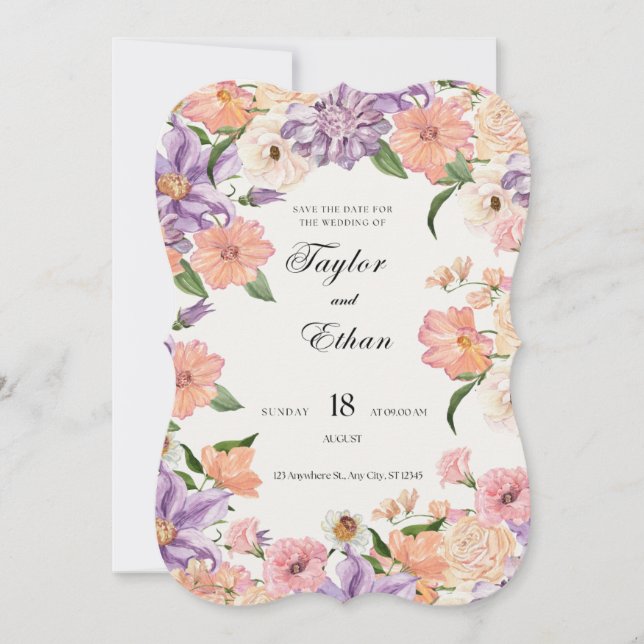 Convite para Casamento vintage Floral (Frente)