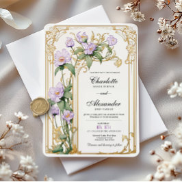 Convite para Casamento vintage Floral Roxo