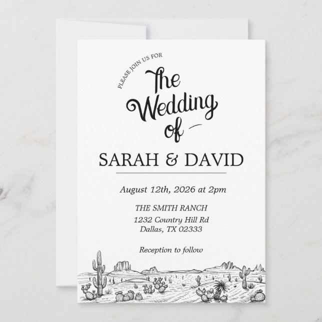 Convite para Casamento Vintage Ocidental (Frente)