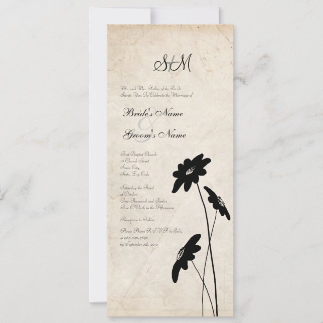 Convite para Casamento Vintage Wildflower (Frente)