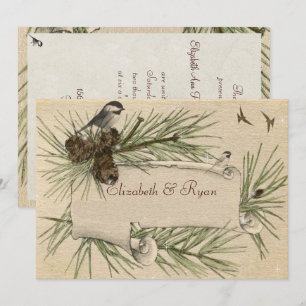 Convite para Casamento Vintage Winter Country