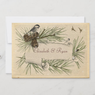Convite para Casamento Vintage Winter Country