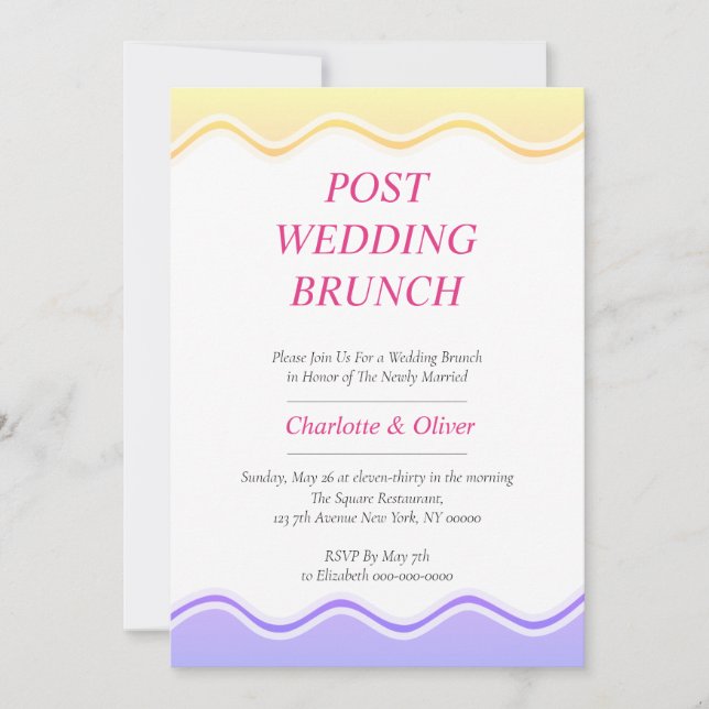 Convite para Casamento Violeta Amarelo Romântico (Frente)