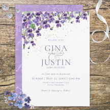 Convite Para Casamento Violetas Por Aquarela
