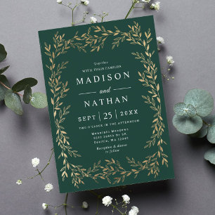 Convite para Casamento Vitoriano Dourado Floral