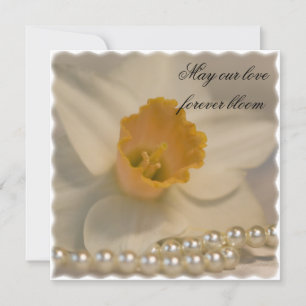 Convite para Casamento White Daffodil e Pearls