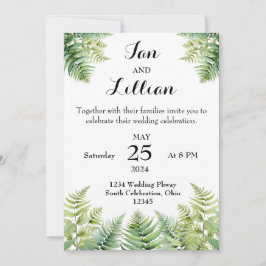 Convite Para Casamento Woodland Fern