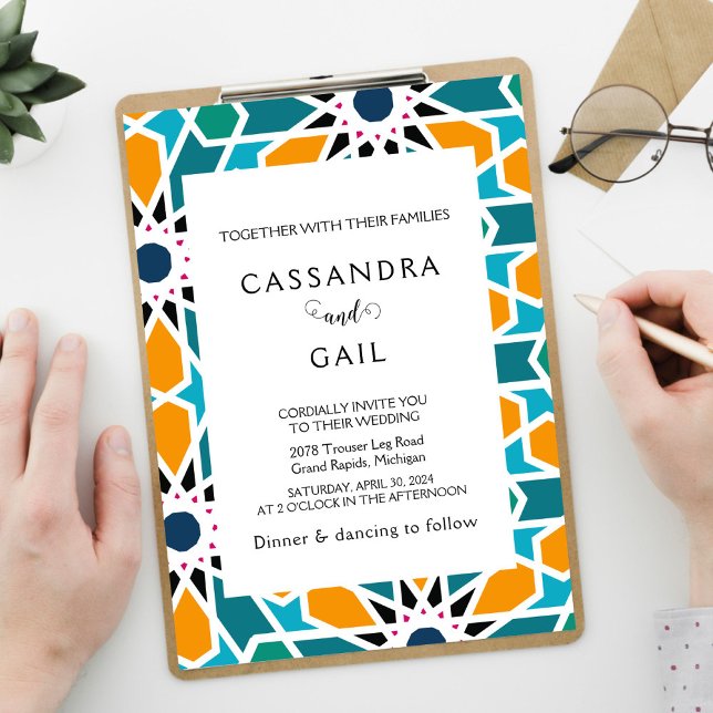 Convite para Casamento Zellij em Marrocos (Criador carregado)