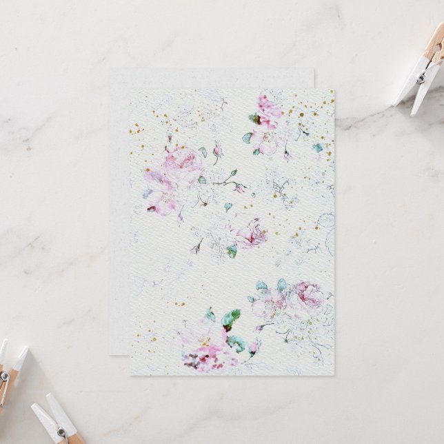 Convite para casamentos de flores no texto de pape (Frente/Verso In Situ)