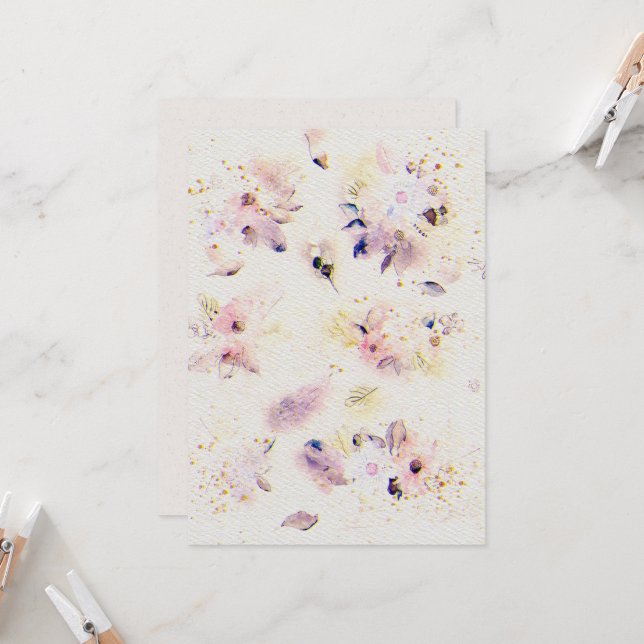 Convite para casamentos de flores no texto de pape (Frente/Verso In Situ)