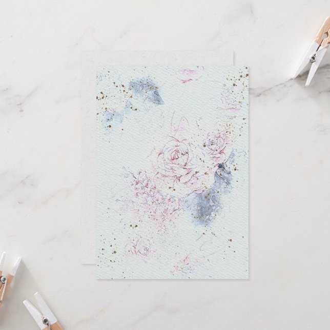 Convite para casamentos de flores no texto de pape (Frente/Verso In Situ)