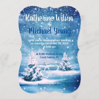 Convite para casamentos no inverno - Neve Azul e B