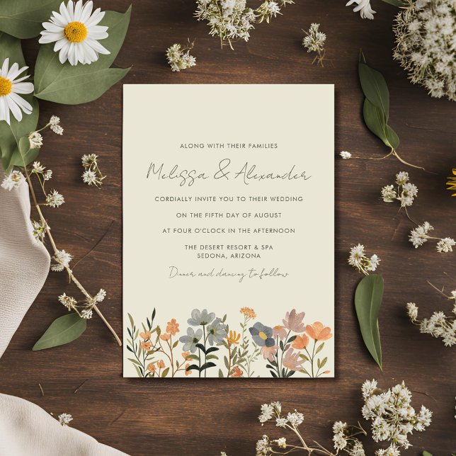 Convite para Casamentos outono de flor selvagem (Wildflower Boho Fall Wedding Invitation)