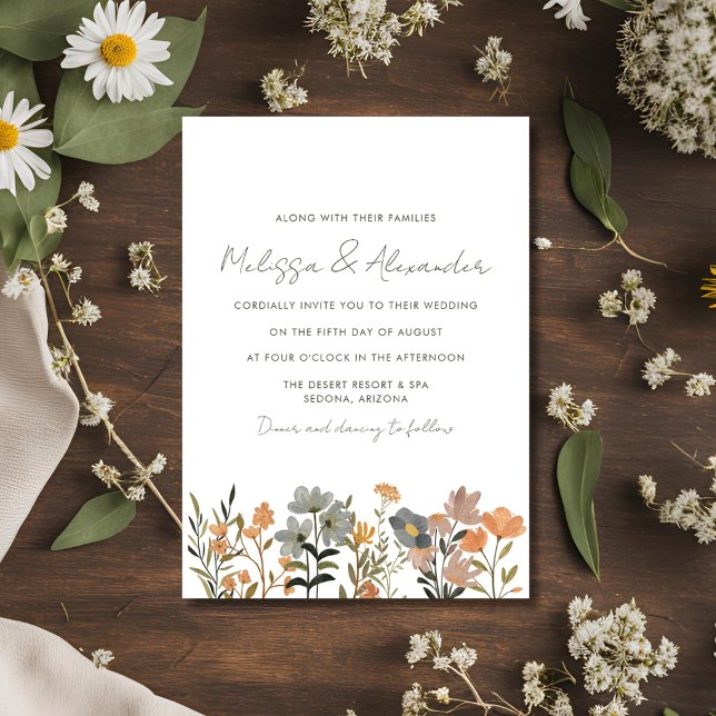 Convite para Casamentos outono de flor selvagem (Wildflower Boho Fall Wedding Invitation)