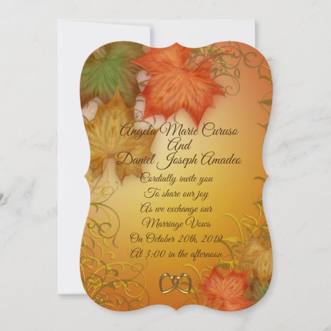 Convite para Casamentos outono do outono (Frente)