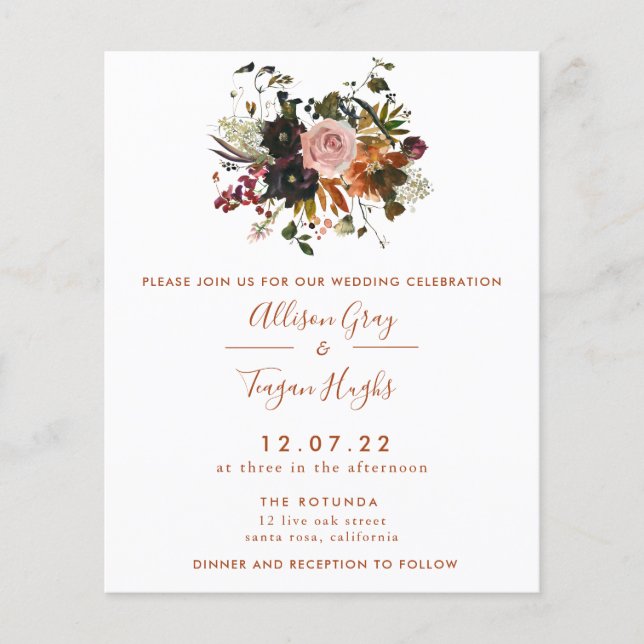 Convite para casamentos outono | Orçamento Flyer (Frente)