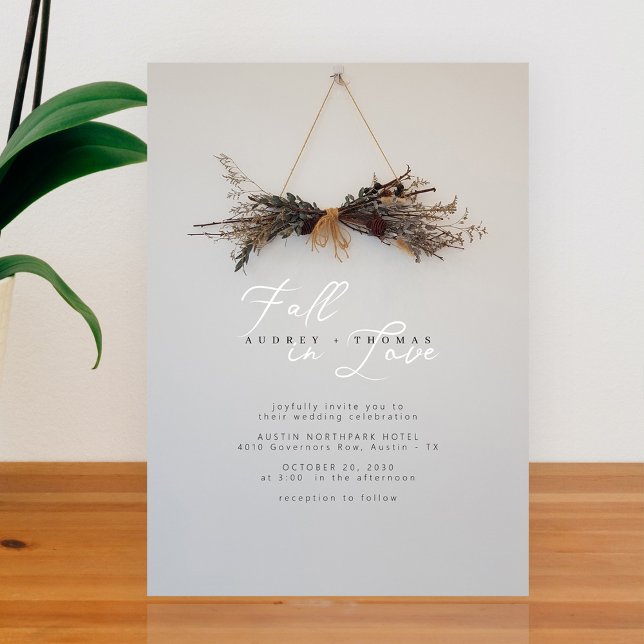 Convite para Casamentos outono Russos com Flor Sec (Rustic Fall Wedding with Dried Flower Accents Invitation)
