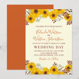 Convite para Casamentos outono Rústicos de Girassó