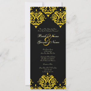 Convite para Casamentos tema damasco Amarelo e Pre