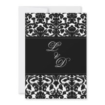 Convite para Casamentos tema damasco Preto e Branc