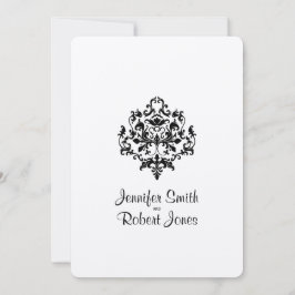Convite para Casamentos tema damasco Preto e Branc