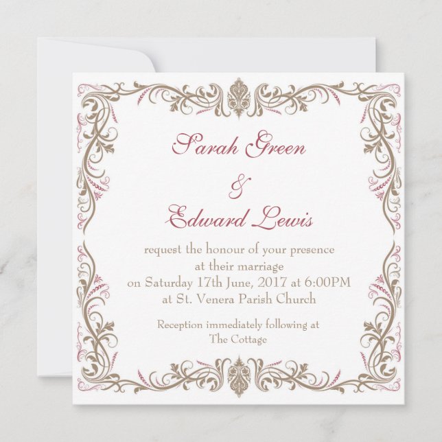 Convite para Casamentos vintage (Frente)