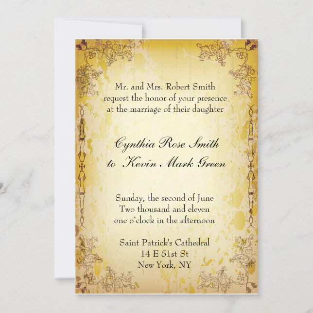 Convite para Casamentos vintage (Frente)