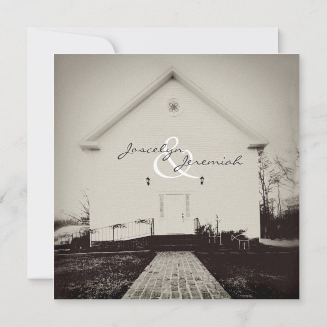 Convite para Casamentos vintage da Igreja Antiga (Verso)