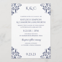 Convite para Casamentos vintage Elegante | MARINHO