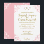 Convite para Casamentos vintage Elegante | Rosa e<br><div class="desc">NADINE WEDDING INVITATIONS (cor-de-rosa e Dourado): este elegante modelo de convite para casamento apresenta um design. Este design está definido em rosa e ouro, mas você pode alterá-lo na extremidade: **COMO ESCOLHER SUA PRÓPRIA COR: 1) Clique no botão "Personalizar" ou "Personalizar" ou "Editar". 2) Escolha uma nova cor de fundo....</div>