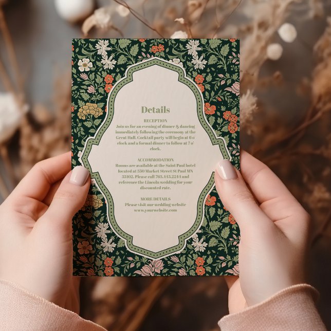 Convite para casamentos vintage William Morris (Criador carregado)