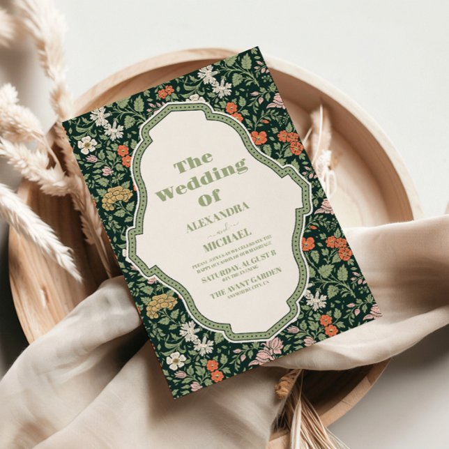Convite para casamentos vintage William Morris (Criador carregado)