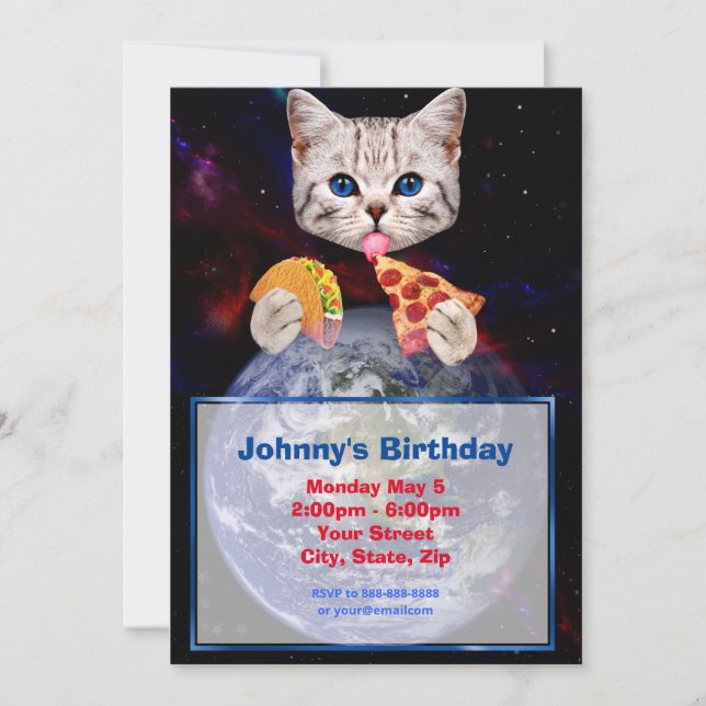 Convite para Cat, Taco e Pizza (Frente)