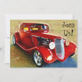 Convite para celebração com carro clássico