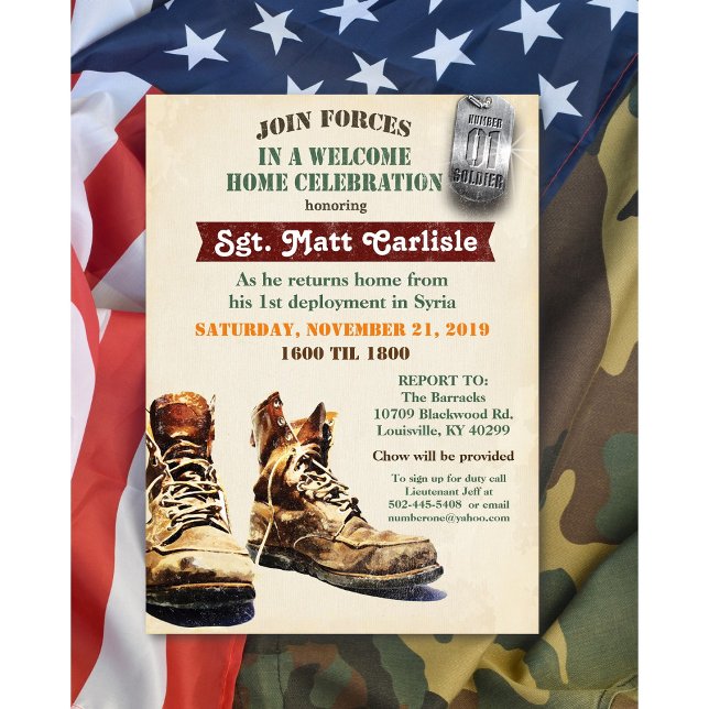 Convite para celebração de boas-vindas militares (Criador carregado)