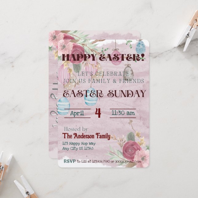 Convite para celebração de felzs pascoa (Frente/Verso In Situ)