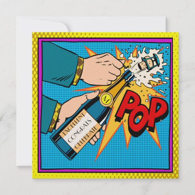 Convite para Celebração de Festa de Pop Art (Frente)