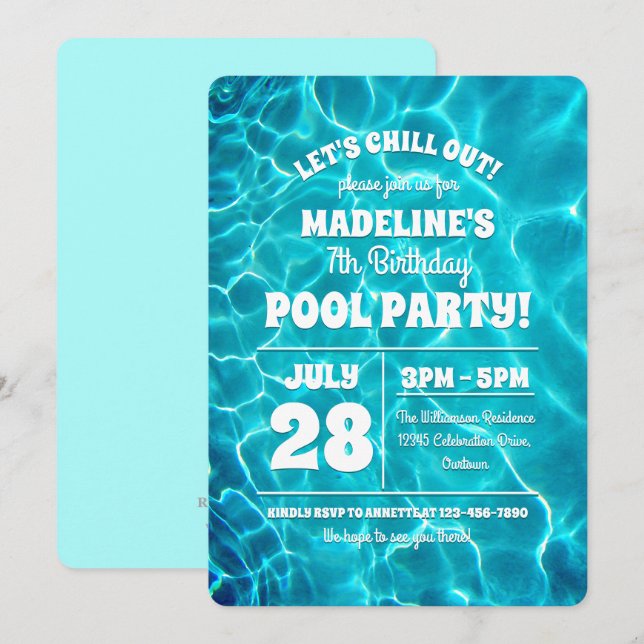 Convite para Celebração de Festa na Piscina (Frente/Verso)