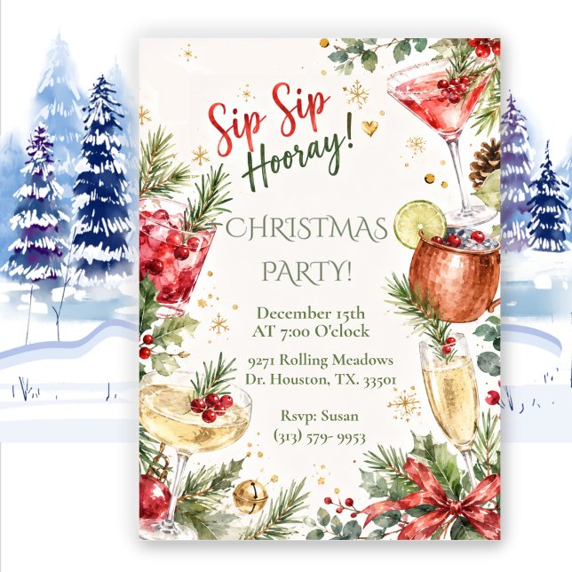 Convite para Celebração de Natal Sip Sip Hooray (Criador carregado)