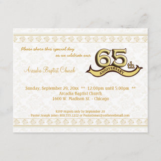 Convite para celebração do 65° aniversário do Dama