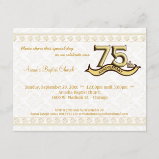 Convite para celebração do 75° aniversário do Dama