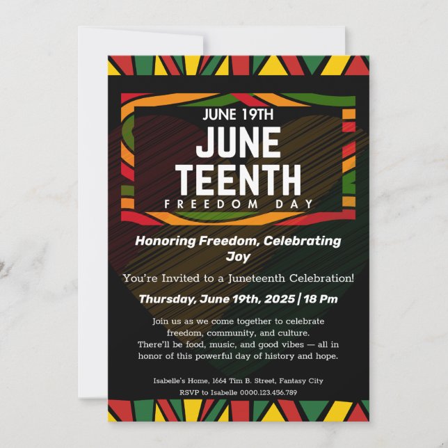 Convite para Celebração do Juneteenth em Homenagem (Frente)