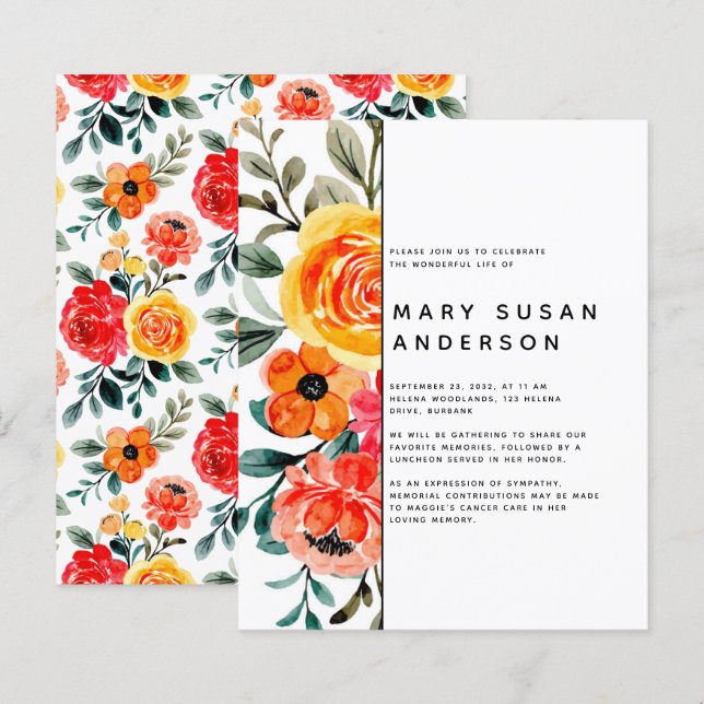 Convite para Celebração Floral da Vida ORÇAMENTO (Frente/Verso)