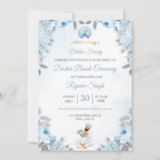 Convite para Cerimônia de Dastar Bandi com Floral
